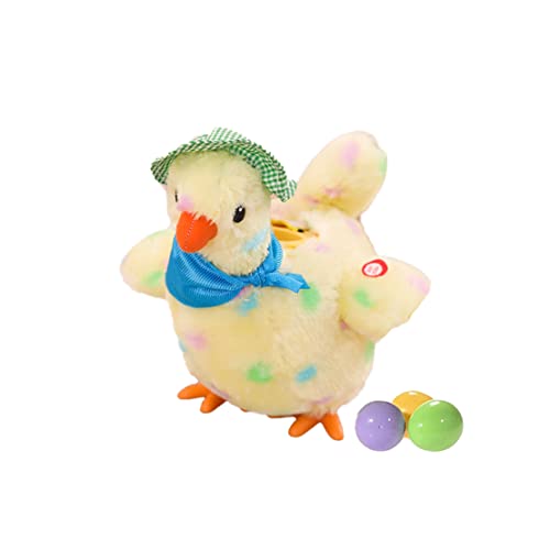 HADAVAKA Easter Plush Toys Lay Eggs Musical Chicken, 2023 New Easter Plush Toys Lay Eggs Musical Chicken, Plush Electric Stuffed Laying Egg Chicken Toys Doll with Sound Music Dancing (Yellow)