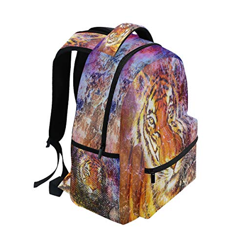 HaJie - Mochila de viaje con estampado de tigre y estampado de animales de gran capacidad, mochila informal, para el colegio, con correas para el hombro, para mujer, hombre, adolescente y niños