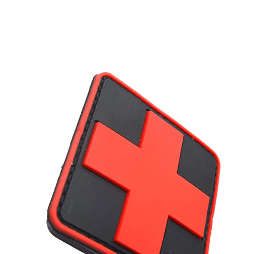 Hajimia Medic Red Cross Armband Tactical PVC 3D Cross Patch Rubber Red Cross Badge Black Red 1 PC Insignia táctica al Aire Libre