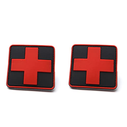 Hajimia Medic Red Cross Armband Tactical PVC 3D Cross Patch Rubber Red Cross Badge Black Red 1 PC Insignia táctica al Aire Libre