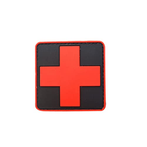 Hajimia Medic Red Cross Armband Tactical PVC 3D Cross Patch Rubber Red Cross Badge Black Red 1 PC Insignia táctica al Aire Libre