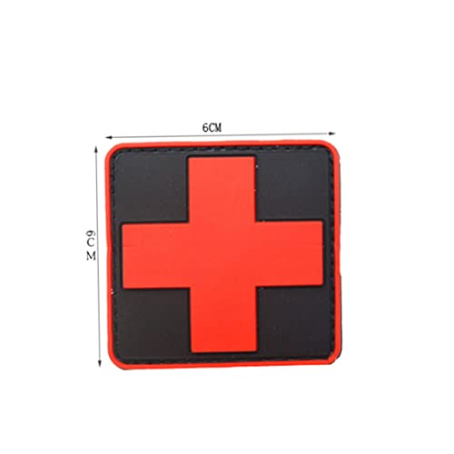 Hajimia Medic Red Cross Armband Tactical PVC 3D Cross Patch Rubber Red Cross Badge Black Red 1 PC Insignia táctica al Aire Libre