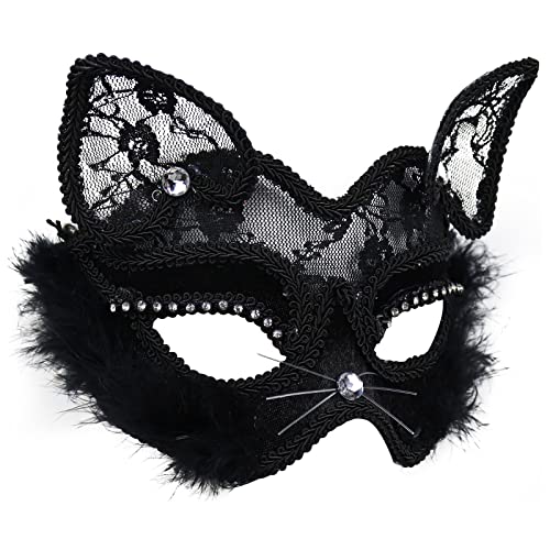 Halloween Cosplay Encaje Cara Guardia Diadema Animal Media Cara Sexy Encaje Gato Escudo Mascarada Escudo Ojos Mujeres Mascarada Filigrana Media Cara Guardia Oliva Cabello, naranja, Talla única