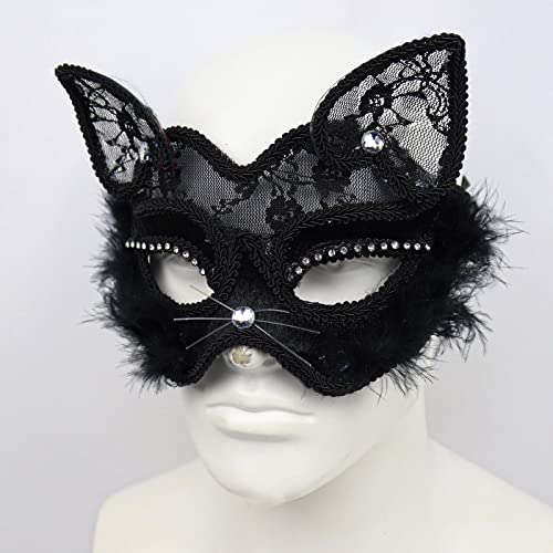 Halloween Cosplay Encaje Cara Guardia Diadema Animal Media Cara Sexy Encaje Gato Escudo Mascarada Escudo Ojos Mujeres Mascarada Filigrana Media Cara Guardia Oliva Cabello, naranja, Talla única