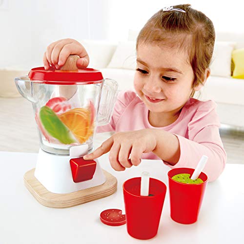 Hape Smoothie Blender , Multicoloured Kitchen Smoothie Machine Playset Complete with Cups and Straws