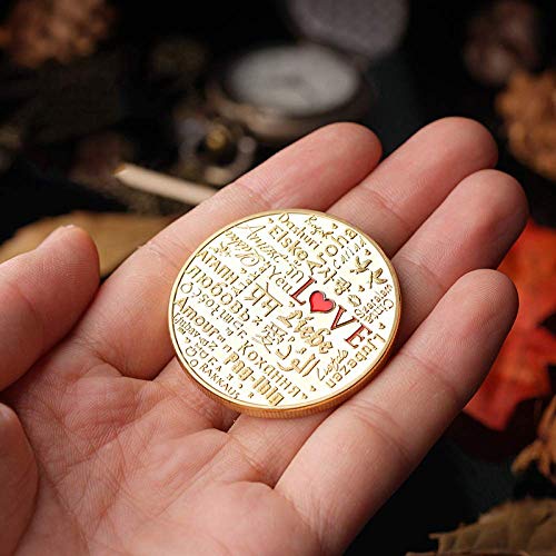 HARPIMER Te Amo Monedas Token de San Valentín con Monedas con Regalo de Amante de Cápsula Redonda con 52 Idiomas Diferentes