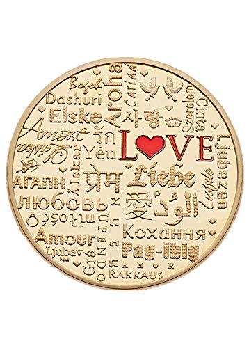 HARPIMER Te Amo Monedas Token de San Valentín con Monedas con Regalo de Amante de Cápsula Redonda con 52 Idiomas Diferentes