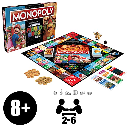 Hasbro Gaming Monopoly Super Mario Bros. Film Edition - Juego de Mesa para niños, Incluye Figura de Bowser