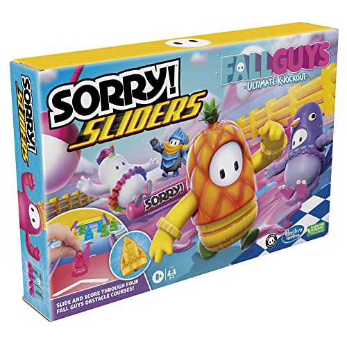 Hasbro Gaming ¡Sorry! Sliders Fall Guys Ultimate Knockout Juego de mesa para niños a partir de 8 años, emocionante giro en el clásico juego de mesa familiar Hasbro