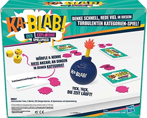 Hasbro- Ka-Blab familias, Adolescentes y niños a Partir de 10 años, Noches de Juego para 2 – 6 Jugadores, individual, Multicolor (F2562100)