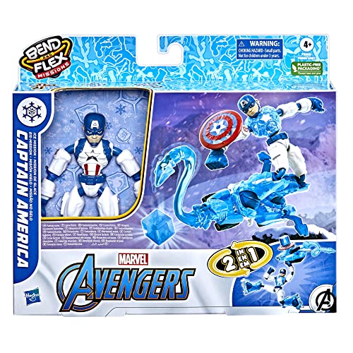 Hasbro Marvel Avengers Bend and Flex Missions Captain America Ice Mission Figure, 15-cm-Scale Bendable Toy for Ages 4 and Up, Multicolor, F5868