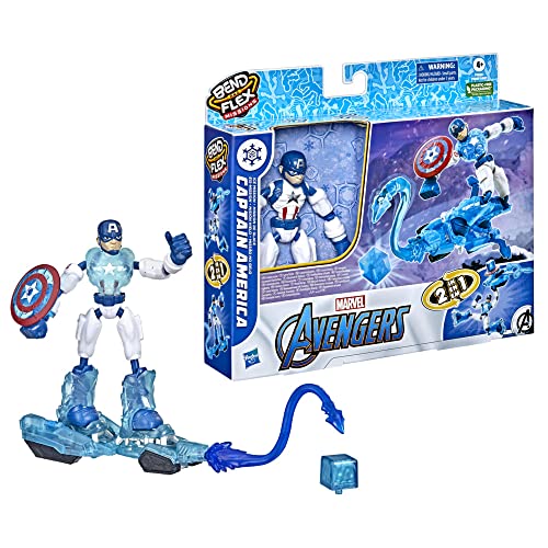 Hasbro Marvel Avengers Bend and Flex Missions Captain America Ice Mission Figure, 15-cm-Scale Bendable Toy for Ages 4 and Up, Multicolor, F5868