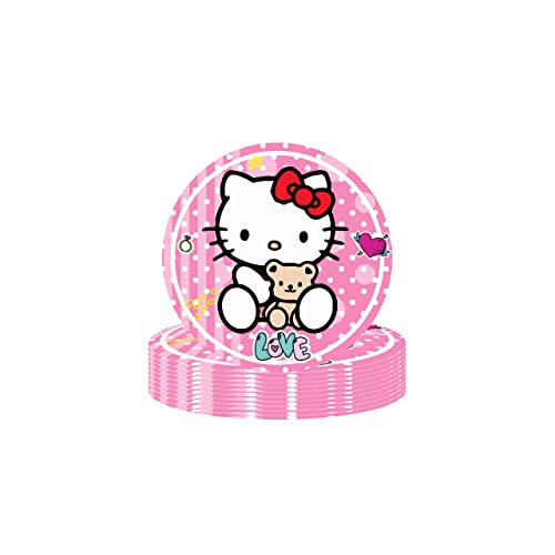 Hello Kitty Stoviglie per Feste Hello Kitty Forniture per Feste Bambini Compleanni Decorazione per Feste Stoviglie di Compleanno Set Piatto Tovagliolo Tazza Tovaglia per 10 Ospiti