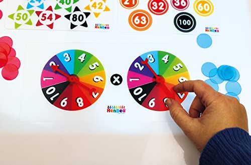 HenBea Bingo Multiplicacion, Juego de Mesa Aprender Memorizar Tablas de Multiplicar Jugando, Repaso Primaria Matemáticas, Regalo niños (1096)