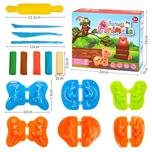 Herramientas Plastilina Juego Plastilina ​3 Años Niños, 37Piezas Accesorios Plastilina Animales mit 6 Moldes Plastilina Dinosaurios Arcilla Polimerica Secado al Aire Set para Niños 3 4 5 6 Años