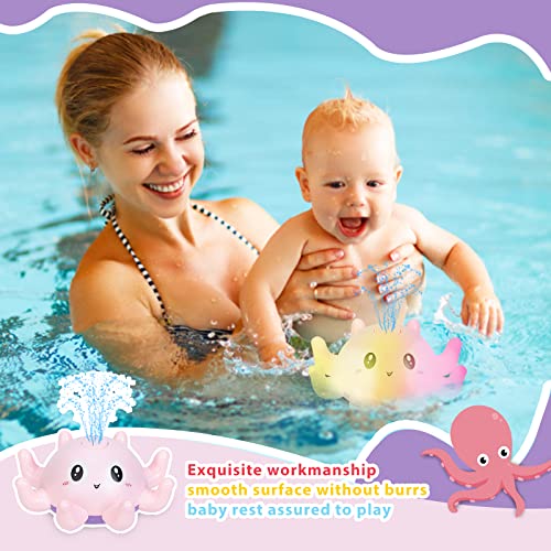 Highttoy Juguetes de Baño Bebes, Juguete de Baño Pulpo Pulverizador de Agua Luminosos para Niñas Juguetes de Baño Aspersor Inducción Automático Fuente Flotante Juguetes de Baño para Niños Niñas