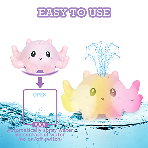 Highttoy Juguetes de Baño Bebes, Juguete de Baño Pulpo Pulverizador de Agua Luminosos para Niñas Juguetes de Baño Aspersor Inducción Automático Fuente Flotante Juguetes de Baño para Niños Niñas