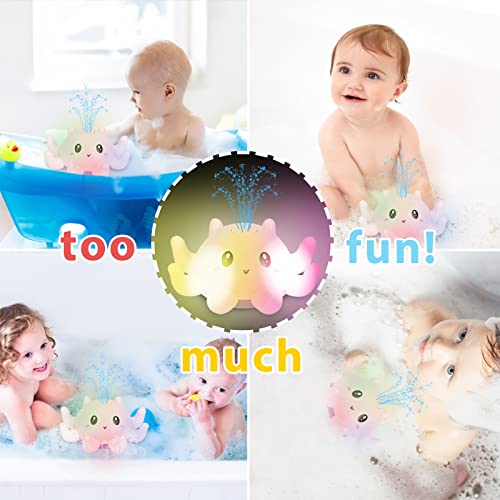 Highttoy Juguetes de Baño Bebes, Juguete de Baño Pulpo Pulverizador de Agua Luminosos para Niñas Juguetes de Baño Aspersor Inducción Automático Fuente Flotante Juguetes de Baño para Niños Niñas