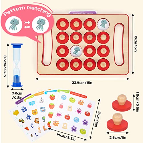 Highttoy Juguetes Niños 3 4 5 Años, Juegos de Memoria para Niños Niñas Juegos de Mesa Niños con 12 Divertidos Patrones y Reloj de Arena de 1 Minuto Juegos Educativos Montessori Regalo Niño Niña