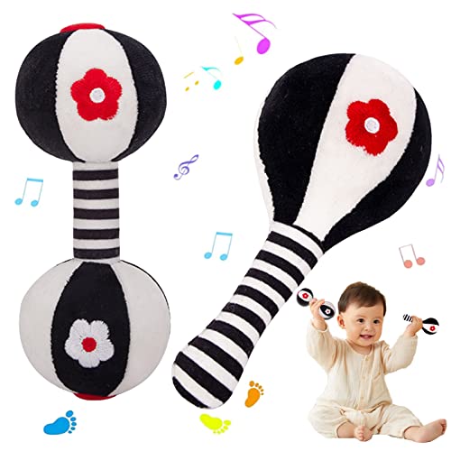 Hileyu Juguete de Sonajero Suave Sensorial para Bebé,Juegos de Sonajeros de Mano para Recién Nacidos Baby Vision Training Juguete Educativo Temprano para 0 3 6 9 12 Meses Niños Niñas Regalos