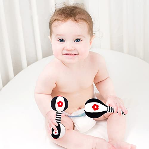 Hileyu Juguete de Sonajero Suave Sensorial para Bebé,Juegos de Sonajeros de Mano para Recién Nacidos Baby Vision Training Juguete Educativo Temprano para 0 3 6 9 12 Meses Niños Niñas Regalos