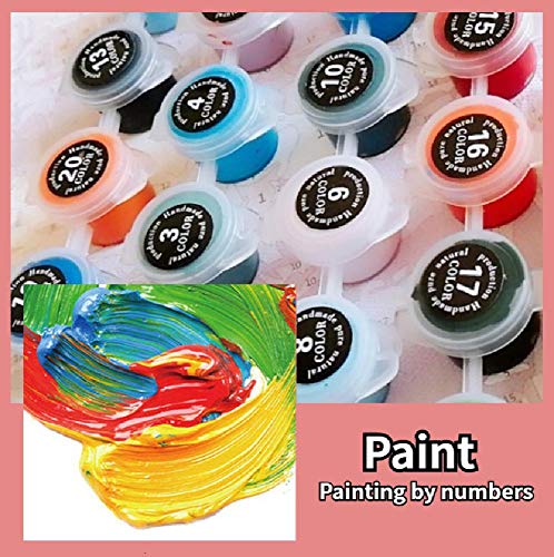 HJXXKJ Pinturas por Números para Adultos Y Niños,Barco De Madera De Luna Llena,Pintura Al Óleo Digital De DIY 16 * 20 Pulgadas.DIY Oil Painting by Numbers.