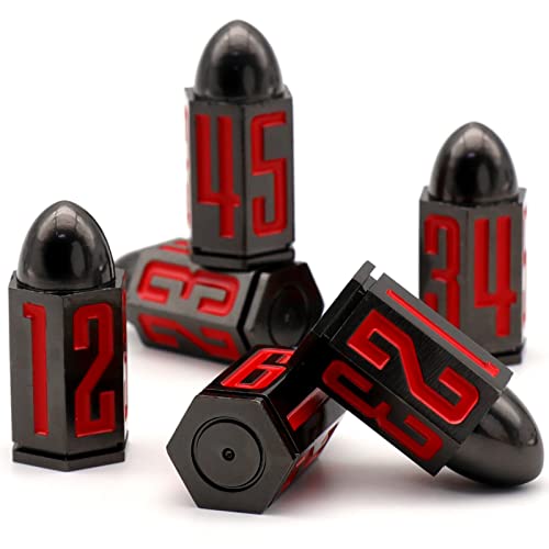 HNCCESG Dados Bala 6 Caras, Dados de rol de Metal para Dragones y Mazmorras Juegos de rol Dados DND para Juegos de Mes Dungeons and Dragons Dice(Bala Rojo Número)