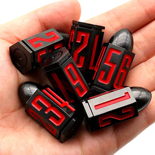 HNCCESG Dados Bala 6 Caras, Dados de rol de Metal para Dragones y Mazmorras Juegos de rol Dados DND para Juegos de Mes Dungeons and Dragons Dice(Bala Rojo Número)