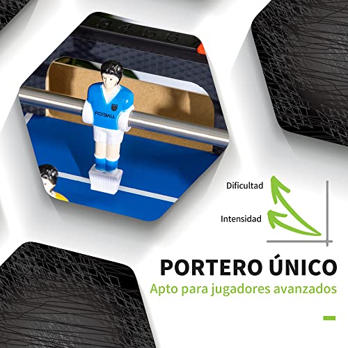 HOMCOM Futbolín para Niños de 7+ Años con Ruedas Mesa de Futbol de Madera 114,5x87x68,5 cm con 2 Bolas 8 Asas 2 Marcadores 22 Jugadores para Familias Fiestas Negro