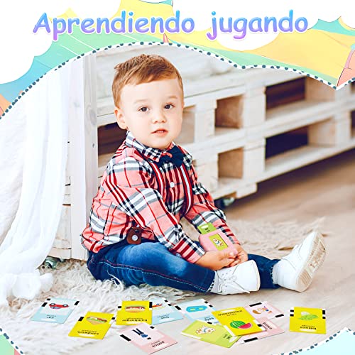 HOMESTEC Juguetes Tarjetas Flash Parlantes, Juego Educativo Montessori Audibles, 112 Hojas 224 Palabras en Español e Ingles, Regalos para Niñas de 1 a 6 Años