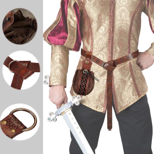 HONGECB Kit nigromante Halloween, cinturón medieval, bolsa banana renacentista, disfraz medieval, lazo para cinturón Cosplay, accesorios para disfraces de bruja, brujas, carnaval Halloween