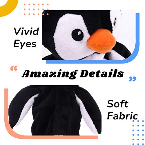 Hopearl Talking Singing Penguin Repeats What You Say Walking Juguete animado interactivo eléctrico que habla de peluche para niños pequeños, 7.5 pulgadas