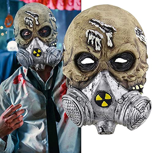 Horror - calavera cabeza completa para Halloween, casco antivirus, casco látex realista, casco esqueleto aterrador Pewell