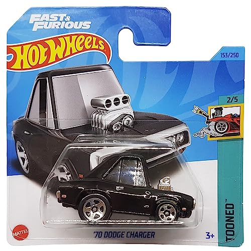 Hot Wheels - ´70 Dodge Charger - Tooned 2/5 - HKG57 - Short Card - Fast & Furious - Negro - Mattel 2023