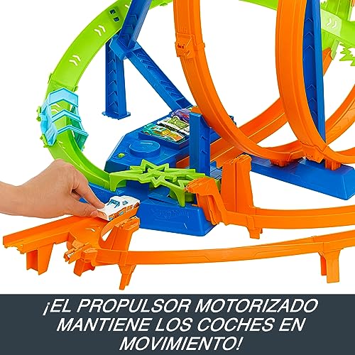 Hot Wheels Action, Pista con 5 zonas de choque, propulsor motorizado y 1 coche de juguete, + 5 años (Mattel HTP55)