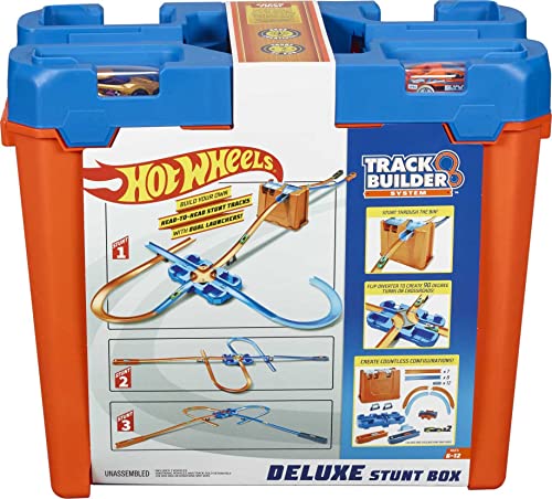 Hot Wheels Track Buider Caja de Acrobacias Deluxe, Accesorios para Pistas de Coches de Juguete + Track Builder Accesorios para Pistas de Coches Acelerador de Loop, Color/Modelo Surtido