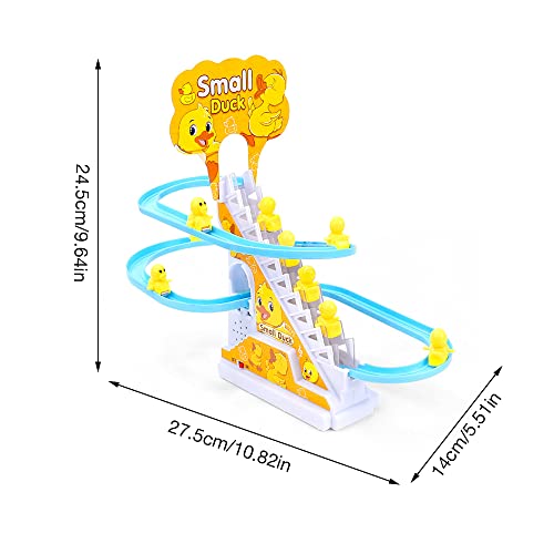 HOVCEH Juguetes eléctricos de Patos, Juguete De Escaleras De Escalada De Pato Eléctrico, Juguetes Eléctricos De Tobogán De Pista De Pato Pequeño, con 9 Patos, con música y Luces LED Intermitentes