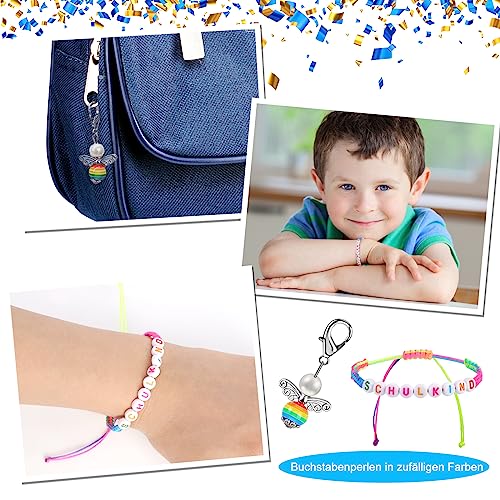 HOWAF Back to School Accessories, Schulkind Braided Bracelets Schulanfang Card Angel Keyring Keychain Welcome Ready to Learn Classroom Party Supplies for School Classroom Decorations