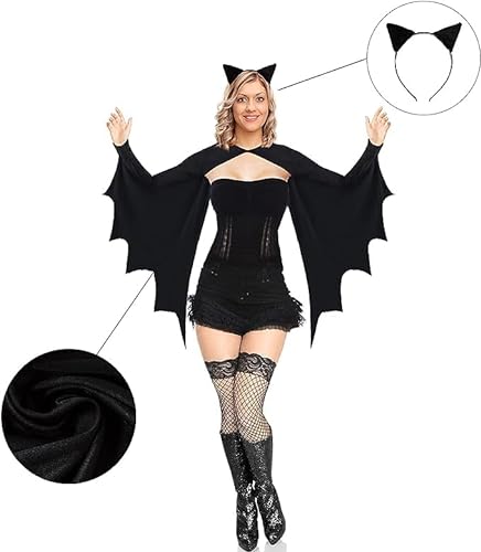 Htper Disfraz de Halloween para mujer, disfraz de Batman, disfraz de vampiro o murciélago S/M