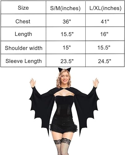 Htper Disfraz de Halloween para mujer, disfraz de Batman, disfraz de vampiro o murciélago S/M