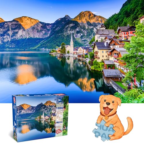 HUADADA Puzzle 1000 Piezas, Pueblo de Hallstatt, Puzzle de 1000 Piezas, Puzzles para Adultos, Imposible Puzzle, Colores Variados, Regalo de Puzle, Rompecabezas 1000 Piezas para Adultos y Niños