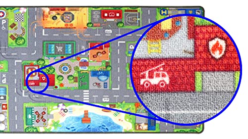 HuggyPlay Alfombra de Juego para niños City Ciudad Alfombra Infantil 90 x 150 cm