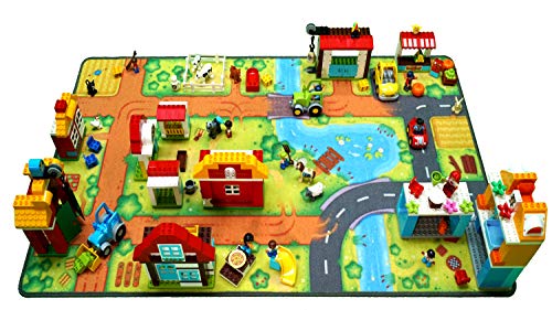 HuggyPlay Alfombra de Juego para niños Granja Alfombra Infantil 90 x 150 cm