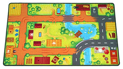 HuggyPlay Alfombra de Juego para niños Granja Alfombra Infantil 90 x 150 cm