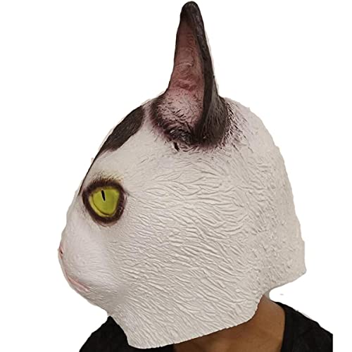 Hworks Garfield Headgear - Máscara de cara completa para gato, de látex, para fiesta de disfraces, accesorios para Halloween