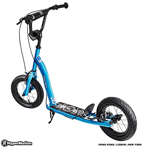 HyperMotion, Patinete Infantil City Kick Scooter para niñas y niños a Partir de 8 años, kickboard, Patinete, Ciudad, Ruedas hinchables de 30 cm, Color Azul