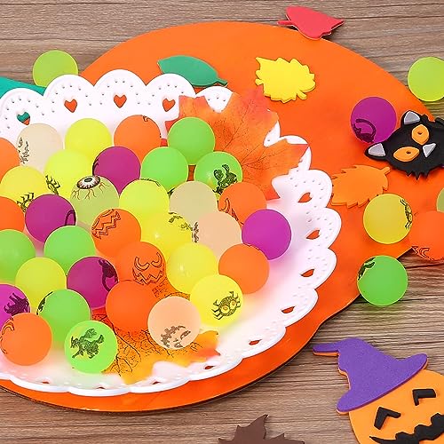 HYXRCC Luminosas de Halloween Que Brillan en la Oscuridad 50 Bolas, Juguetes para Niños, Recuerdos de Fiesta, Truco o Trato, Recompensas de Juego de Aula para Niños en Decoración de Halloween.