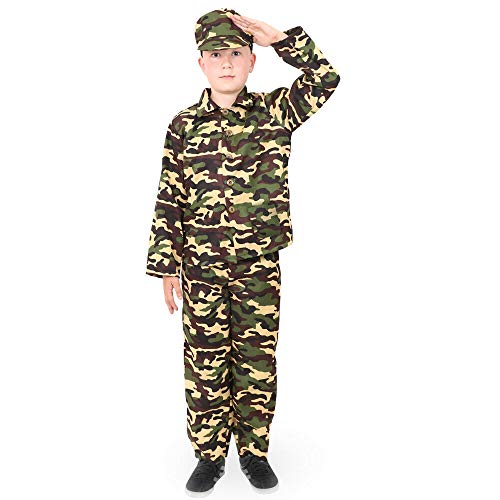 I LOVE FANCY DRESS LTD TRAJE DE DISFRACES DEL EJÉRCITO PARA NIÑOS DISFRAZ DE SOLDADO PARA NIÑOS W/PINTURA DE LA CARA DE CAMUFLAJE (MEDIANA)