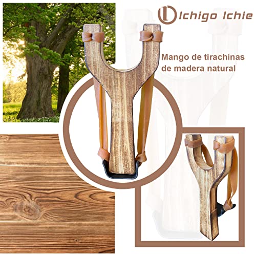 Ichigo Ichie Tirachinas de Madera Quemada, Tiragomas de Madera Aire Libre, Tirachinas para Cazar, Lanzador de Madera Hechas a Mano de Alta Velocidad para Juegos De Catapulta (Color Quemado)