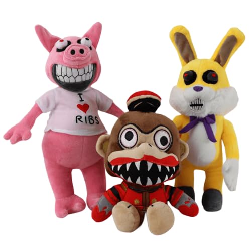 IHIPPO (Juego de 3 Piezas) 12.5 Pulgadas (Unos 32 centímetros) Juguetes de Peluche de engaño Oscuro Miedo a asesinar Monos Peluche Rosa Lindo Cerdo, Adecuado para la colección de Amantes del Juego